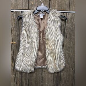 Say What? Faux Fur Vest - Gray and Brown
